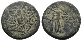 PAPHLAGONIA. Amastris. (circa 105-63 BC).
AE Bronze (22,7mm 7,8g)
Obv: Aegis with Gorgon's head at center
Rev: AMAΣ-TPEΩΣ. Nike advancing right, ho...