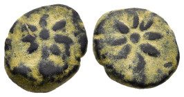PONTOS. Uncertain, possibly Amisos. Struck under Mithradates VI (Circa 119-100 BC)
AE Bronze (12,1mm 2,1g)
Obv: Eight-pointed star on head of horse ...