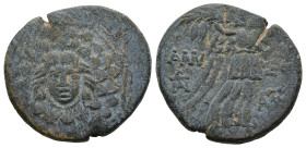 PONTOS. Amisos. Time of Mithradates VI Eupator. (Circa 85-65 BC).
AE Bronze (22,6mm 6,5g)
Obv: Aegis facing.
Rev: AMIΣOY. Nike advancing right with...