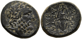PHRYGIA. Apameia. (1st century BC). Attalos son of Bianoros, magistrate
AE Bronze (21,1mm 10,15g)
Obv: Laureate head of Zeus right.
Rev: AΠΑΜΕ / ΑΤ...