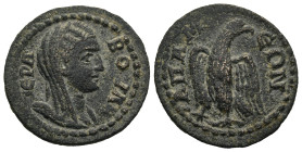 PHRYGIA. Apameia. Semi-autonomous issue (3rd century AD)
AE Bronze (22,3mm 4,89g)
Obv: IEPA BOYΛH. Veiled and draped bust of Boule right
Rev: AΠAME...