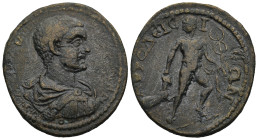 CARIA. Aphrodisias. Hostilian (?), Caesar (AD 250-251)
AE Bronze (30,7mm 14,7g)
Obv: Bare-headed, draped and cuirassed bust right, seen from rear
R...