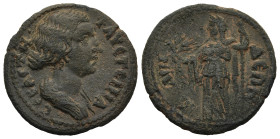 LYDIA. Blaundos. Faustina II (AD 147-175)
AE Bronze (22,3mm 4,7g)
Obv: ΦΑΥϹΤΕΙΝΑ ϹΕΒΑϹΤΗ. Draped bust of Faustina II, right
Rev: ΒΛΑΥΝΔΕΩΝ. Demeter...