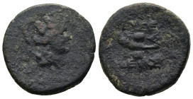 CAPPADOCIA. Caesarea. Archelaus of Cappadocia (1 st century BC)
AE Bronze (21,8mm 5,6g)
Obv: Turreted head of Tyche right
Rev: ΕΥΣΕΒΕΙΑΣ. Palm between...