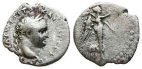CAPPADOCIA. Caesarea. Titus (79-81 AD).
AR Hemidrachm (15,3mm 1,6g)
Obv: AYTOKPATWP TITOC KAICAP CEBA. Laureate head right.
Rev: Nike advancing rig...