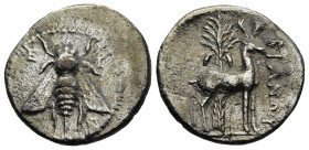 IONIA. Ephesos. (Circa 202-150 BC). Bianor, magistrate.
AR Drachm (20,6mm 3,66g)
Obv: Bee; E-Φ across fields
Rev: Stag standing to right, palm tree...