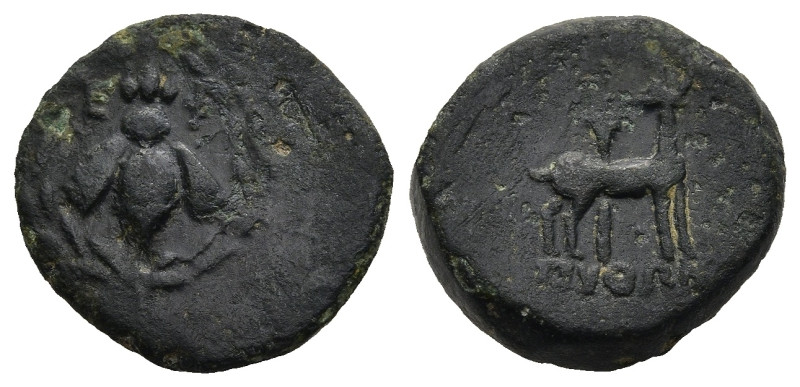 IONIA. Ephesos. (Circa 50-27 BC). Python magistrate.
AE Bronze (15,2mm 3,2g)
O...