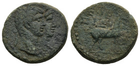 IONIA. Ephesos. Claudius, with Agrippina Junior (AD 41-54)
AE Bronze (19,7mm 5,03g)
Obv: Jugate laureate head of Claudius and draped bust of Agrippi...