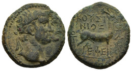 IONIA. Ephesos. Claudius, with Agrippina Junior (AD 41-54).Kousinios, episkopos for the fourth time
AE Bronze (20,3mm 5,07g)
Obv: Jugate laureate he...