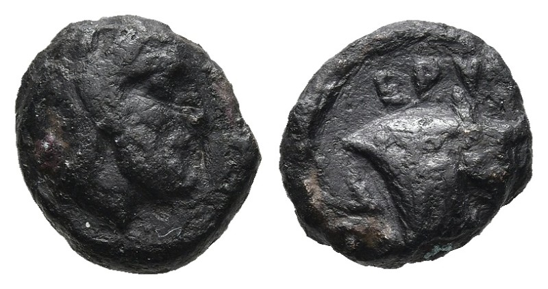 IONIA. Erythrai. (circa 400-370 BC).
AE Bronze (9,2mm 0,9g)
Obv: Head of Herak...