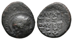 IONIA. Erythrai .(Circa 3rd Century BC)
AE Bronze (12,9mm 1,8g)
Obv: Head of Athena right, wearing Corinthian helmet.
Rev: ΠOΛYKΡITOΣ ΠOΛYKΡITOY EΡ...