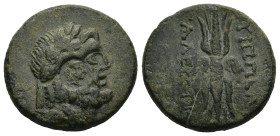 CARIA. Euhippe. (3rd-1st centuries BC)
AE Bronze (20mm 5,48g)
Obv: Laureate head of Zeus to right, c/m female head to right within oval incuse
Rev:...