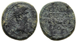 PHRYGIA. Hierapolis. Fabius Maximus, proconsul (circa 10/9 BC). Theokritos II, the son Theocritus, grammateus.
AE Bronze (15,6mm 3,8g)
Obv: ΦΑΒΙΟΣ Μ...