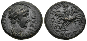 PHRYGIA. Hierapolis. Nero (AD 54-68). Magytes, magistrate.
AE Bronze (19,9mm 5,45g)
OBv: NEPΩN KAIΣAP. Bare-headed and draped bust of Nero to right...