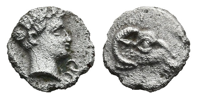 CARIA. Kasolaba. (4th century BC)
AR Hemiobol (7,3mm 0,32g)
Obv: Head of ram r...