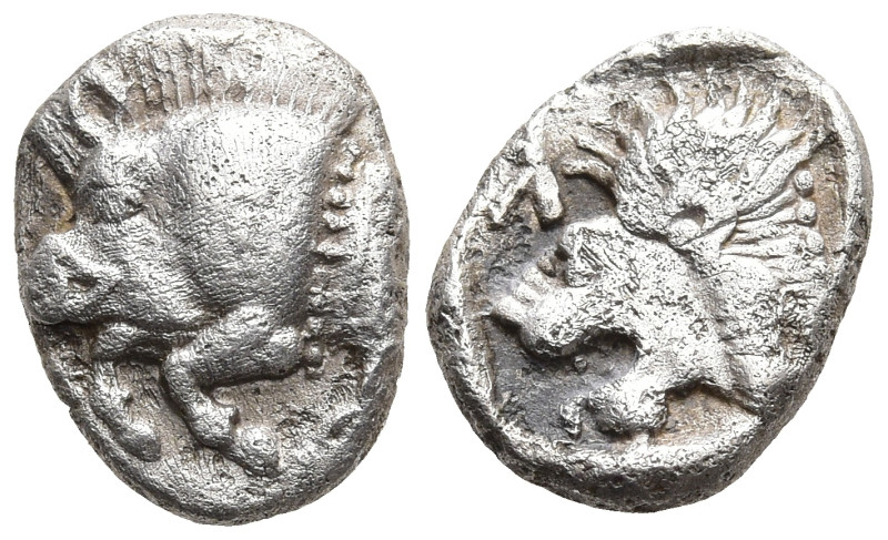 MYSIA. Kyzikos. (Circa 450-400 BC)
AR Obol (9mm 0,82g)
Obv: Forepart of boar l...