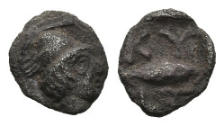 MYSIA. Kyzikos. (Circa 430 BC).
AR Hemiobol (6,5mm 0,22g)
Obv: Head of Hermes right, wearing winged petasos
Rev: KY - ZI, tunny right within incuse...