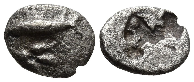 MYSIA. Kyzikos. (Circa 550-480 BC).
AR Tetartemorion (6,5mm 0,15g)
Obv: Tunny ...