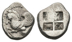 MYSIA. Lampsakos. (Circa 500-450 BC).
AR Diobol (10,2mm 1,52g)
Obv: Forepart of Pegasos left.
Rev: Quadripartite incuse square.
Baldwin, Lampsakos...