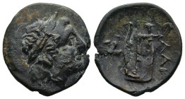 MYSIA. Lampsakos. (Circa 2nd-1st century BC)
AE Bronze (19,4mm 7g)
Obv: Laureate head of Apollo to right.
Rev: ΛΑΜ. Lyre; in field to left, forepar...