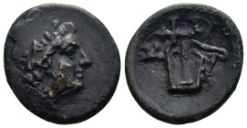 MYSIA. Lampsakos. (2nd-1st century BC)
AE Bronze (20mm 4g)
Obv: Laureate head of Apollo to right.
Rev: ΛΑΜ Lyre; in field to left, forepart of Pega...