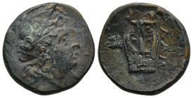 MYSIA. Lampsakos. (2nd-1st century BC)
AE Bronze (20,8mm 7,1g)
Obv: Laureate head of Apollo to right.
Rev: ΛΑΜ Lyre; in field to left, forepart of ...