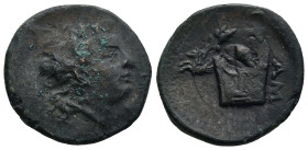 MYSIA. Lampsakos. (Circa 2nd-1st century BC)
AE Bronze (21,9mm 5,8g)
Obv: Laureate head of Apollo to right.
Rev: ΛΑΜ. Lyre; in field to left, forep...