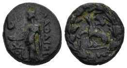 PHRYGIA. Laodicea ad Lycum. Pseudo-autonomous issue, time of Tiberius (AD 14-37). Pythes II, magistrate
AE Bronze (13,8mm 3,64g)
Obv: ΛAOΔIKEΩN Aphr...