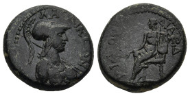 PHRYGIA. Laodicea ad Lycum. Pseudo-autonomous. Domitian (AD 81-96). Cornelius Dioskourides, magistrate
AE Bronze (16mm 4,38g)
Obv: ΛΑΟΔΙΚΕΩΝ. Helmet...
