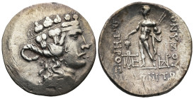 THRACE, Maroneia. (Late 2nd-mid 1st centuries BC).
AR Tetradrachm (32,3mm 15,54g)
Obv: Wreathed head of young Dionysos right
Rev: ΔIONYΣOY - ΣΩTHPO...
