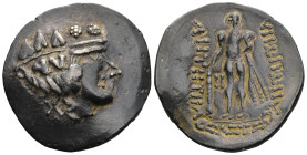 LOWER DANUBE. Imitations of Maroneia. (Late 2nd-1st century BC).
AR Tetradrachm (35,2mm 15,1g)
Obv: Celticized head of Dionysos to right, wearing ta...