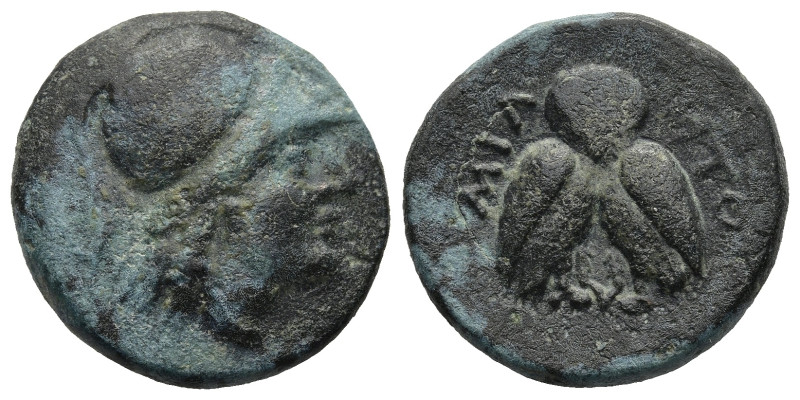 MYSIA. Miletopolis. (2nd-1st centuries BC).
AE Bronze (20mm 6g)
Obv: Helmeted ...