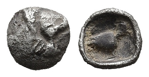 CARIA. Mylasa. (Circa 420-390 BC).
AR Hemitetartemorion (5,2mm 0,08g)
Obv: Hea...