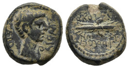 LYDIA. Philadelphia. Caligula (AD 37-41). Antiochos, son of Apollodotos, philokaisar.
AE Bronze (14,4mm 3,2g)
Obv: ΓAIOC KAICAP. Bare head right; li...