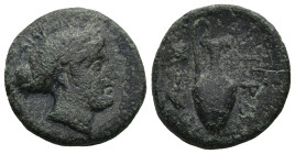 MYSIA. Prokonnesos. (Circa 360-340 BC)
AE Bronze (18,6mm 5g)
Obv.: Female head (Kore Soteira or Aphrodite?) to right, her hair bound in sakkos; magi...