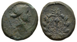 LYDIA. Sardes. (Circa 2nd-1st centuries BC)
AE Bronze 16,1mm 4g)
Obv: Laureate head of Apollo right.
Rev: ΣAPΔIA / NΩN. Club right within wreath; m...
