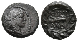 LYDIA. Sardes. (Circa 2nd-1st centuries BC)
AE Bronze (13,9mm 2,4g)
Obv: Laureate head of Apollo right.
Rev: ΣAPΔIA / NΩN. Club right within wreath...