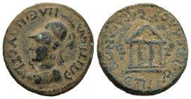 LYDIA. Sardes. Pseudo-autonomous (circa 70-75 AD)
AE Bronze (19,8mm 4,1g)
Obv: EΠI TI KΛAY ΦIΛEINOY CTΡA. Helmeted bust of Athena left, aegis on che...