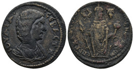 LYDIA. Sardes. Julia Domna, Augusta (AD 193-217)
AE Bronze (30,5mm 12,2g)
Obv: IOYΛIA• •CЄBACTH. Draped bust of Julia Domna right.
Rev: Cult statue...