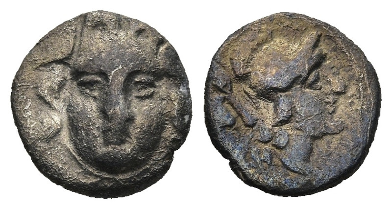 PISIDIA. Selge. (Circa 350-300 BC)
AR Obol (9,8mm 0,74g)
Obv: Facing gorgoneio...