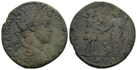 IONIA. Smyrna. Commodus (AD 177-192). M. Sellios, strategos, c. AD 178-9. Homonoia with Nicomedia.
AE Bronze (28,8mm 12,83g)
Obv: ΑΥ ΚΑΙ Λ ΑΥΡ ΚοΜΜο...