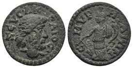 IONIA. Smyrna. Pseudo-autonomous, time of Valerian to Gallienus (AD 253-268)
AE Bronze (18,7mm 2,92g)
Obv : ZEVC AKPAIOC. Head of Zeus Akraios, righ...