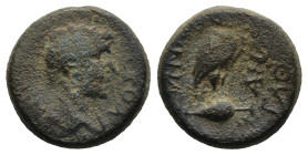 PHRYGIA. Synnada. Germanicus (Died 19). Andragathos, philokaisar. Possibly struck under Tiberius.
AE Bronze (13,5mm 2,3g)
Obv: ΓEPMANIKOΣ. Bare head...