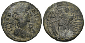 CARIA. Tabae. Gallienus (AD 253-268)
AE Bronze (24,7mm 7,7g)
Obv: ΙΕΡΟϹ ΔΗΜΟϹ, Β. Laureate bust of youthful Demos, right
Rev: ΤΑΒΗΝΩΝ. Tyche standi...