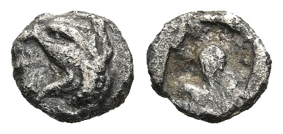 IONIA. Teos. (Circa 540-500 BC)
AR Tetartemorion (5,8mm 0,19g)
Obv: Head of gr...