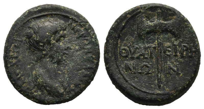 LYDIA. Thyateira. Nero, as Caesar (50-54 AD).
AE Bronze (16,8mm 2,9g)
Obv: NЄΡ...