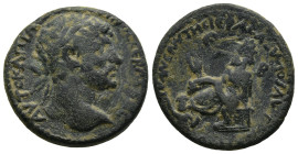 CAPPADOCIA. Tyana. Hadrian (117-138 AD)
AE Bronze (24,2mm 9,5g)
Obv: Laureate head of Hadrian, right
Rev: Tyche seated left, holding ears of corn a...