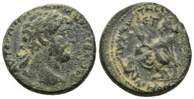 CAPPADOCIA. Tyana. Hadrian (117-138 AD)
AE Bronze (10,74g 23,4mm )
Obv: Laureate head of Hadrian, right
Rev: Tyche seated left, holding ears of cor...