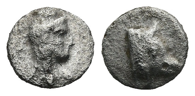 CARIA. Uncertain. (Circa 400-340 BC).
AR Hemiobol (7,2mm 0,34g)
Obv: Head of A...