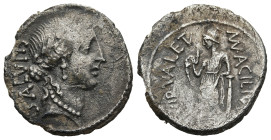 Moneyer issues of Imperatorial Rome. Man. Acilius Glabrio (49 BC). Rome mint.
AR Denarius (19,8mm 3,66g)
Obv: SALVTIS. Laureate head of Salus right...